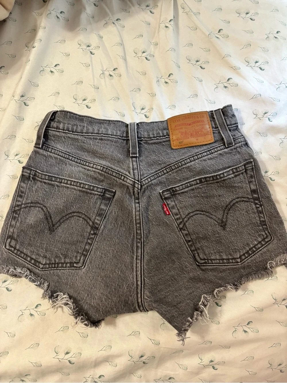 Levi's Blackened Gray Distressed Denim Shorts